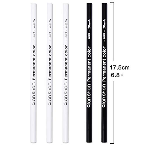 qianshan 5Pcs Black White Color Pencils - Permanent Color Drawing Pencil Oil-based Wooden Colored Pencils for Artist and Beginner Art Projects, 2 Colors of 3 White, 2 Black - color: 3 white 2 black
