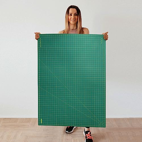 NEWBRAUG 36'' × 48'' Large Self Healing Cutting Double Sided 5-Ply Mat, Big Cutting Board for Rotary Cutting, Quilting, Sewing, Craft, Fabric & Scrapbooking(Green/Black) - color: Green & Black, size: 48"L x 36"W