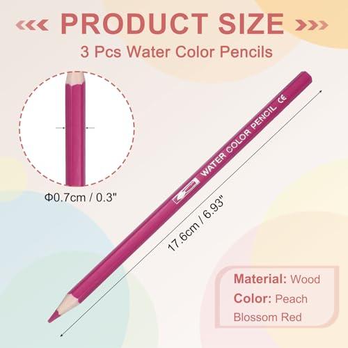 PATIKIL Watercolor Pencils, Peach Blossom Red Color Pencil Set Sketch Coloring Drawing Colored Pencils Bulk Artist Drawing Supplies for Adult Coloring Book Blending, 3 Pcs - color: Peach Blossom Red