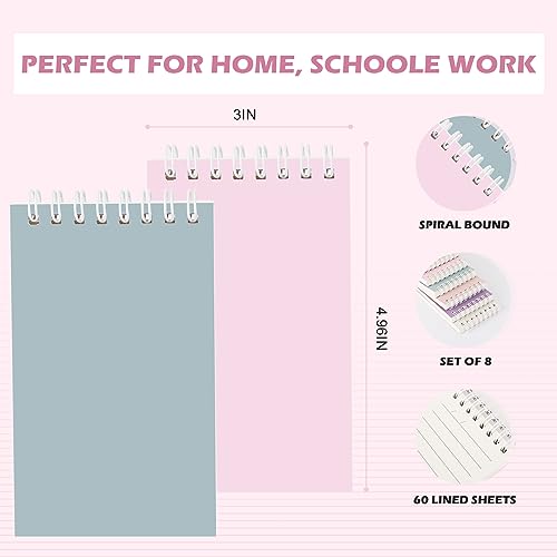 Ddaowanx Mini Notebooks,Cute 3x5 Pocket Spiral Notepads With Lined Pages - color: Delight Colors