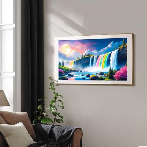 SparkGlow Large 5D Diamond Painting Kits for Adults, 27.5 X 15.7 Inch | Waterfall Landscape Diamond Art Kits, Large DImaond Painting Moon Theme, Diamond Art Painting for Wall Decor, Gifts - color: Landscape 010