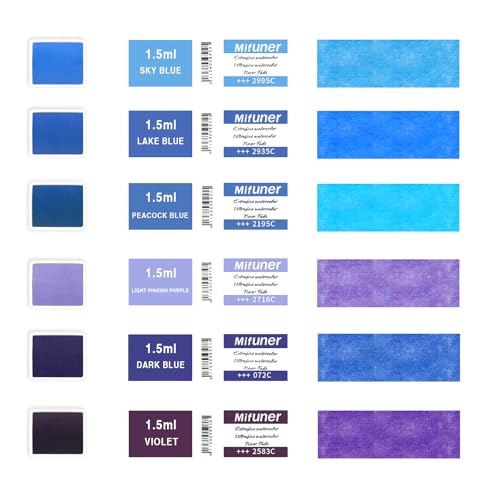 Mini Portable Handmade Artist Watercolor Paint,6 Colors Solid Watercolor - color: Solid Watercolor-blue Purple
