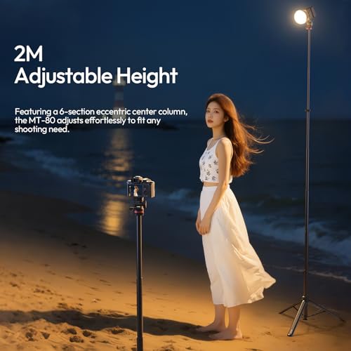 ULANZI MT-80 Aluminum Tripod Stand, 7FT Auto Pop-Up Camera Light Tripod | 11LB Max Load , 1/4" Screw, 360° Ball Head, 360° Rotates, Portable Video Light Stand for DSLR Camera, Ring Light, Video Rig - size: 84 inch-Upgrade Pop-Up