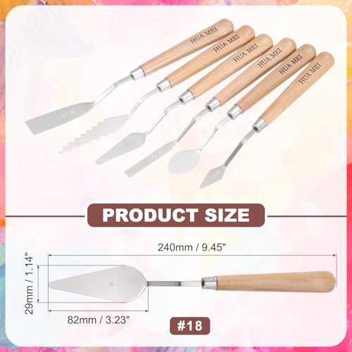 MECCANIXITY HM#18 Palette Knives 29mm Width Stainless Steel Spatula Painting Pallet Knife with Wood Handle for Oil Painting Acrylic Canvas Mixing Spreading - style: HM#18 + 29mm