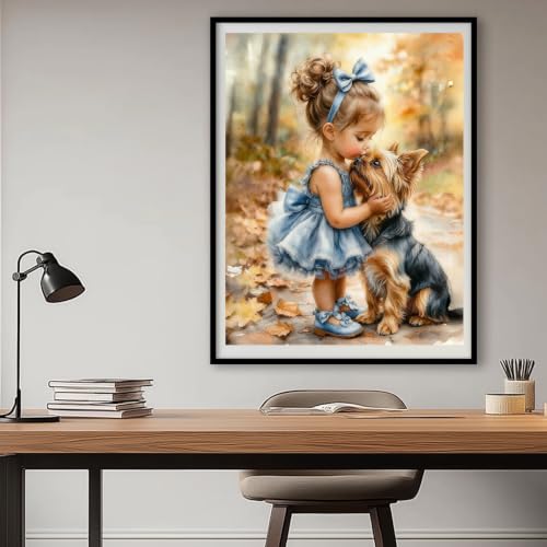 Gemozaic Girl and Dog Paint by Numbers Kit for Adults, 16x20 in, Unframed - color: MT22801