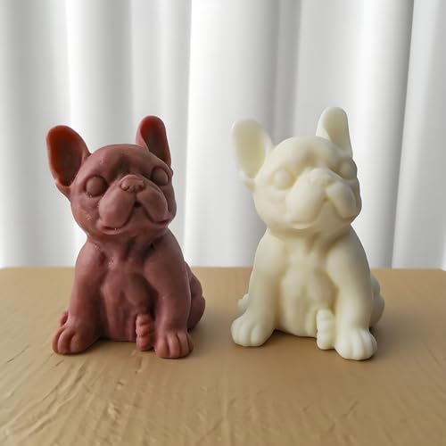 3D Bulldog Candle Molds for Candle Making, Dog Shape Silicone Fondant Chocolate Cake Decorating Mold, Cute Animal Puppy Candle Soap Wax Epoxy Concrete Mold DIY Art Craft Dessert Home Decor - color: Bulldog