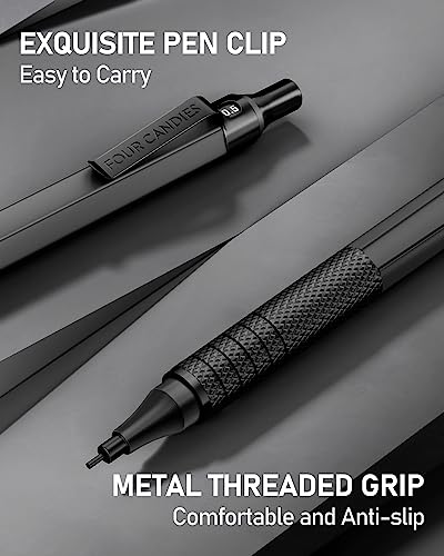 2PCS Metal Mechanical Pencil Set, 0.5mm+0.7mm, Storage Case, Black&Silver - color: Silver+Black (2PCS)