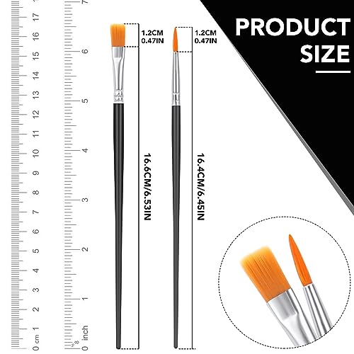 AROIC 200 Pcs Acrylic Paint Brushes, Round Flat Tip Nylon Hair Brush Bulk - color: Black, size: 100Flat +100Fine
