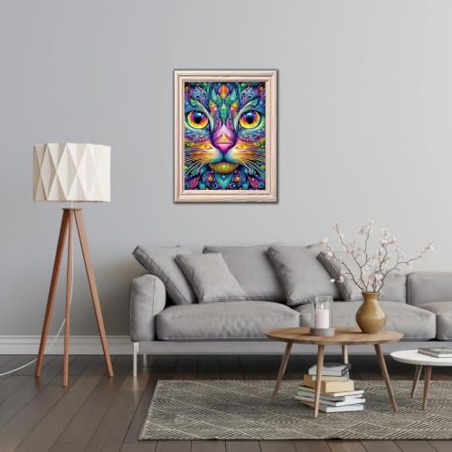 Colorful Cat Diamond Art Kits for Adults, Animal Diamond Art 12X16 Inch - color: cat 01
