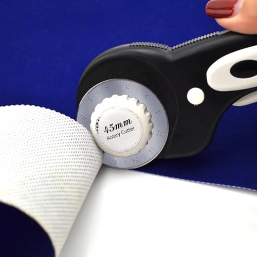 Rotary Cutter For Fabric, 6 Pack 45mm Fabric Cutter with 5 pieces Extra Blades,Ergonomic Handle Rolling Cutter for Fabric, Leather, Crafting, Sewing, Quilting, Fabric Rotary Cutter (Black) - color: Black