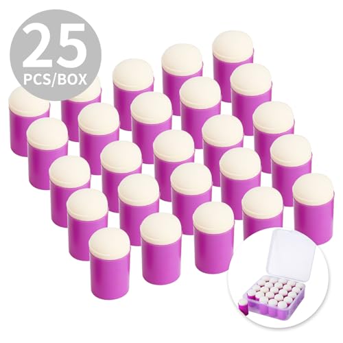 25 Pieces Sponge Daubers W/Storage Case - Handy Finger Daubers for Applying and Spreading Ink, Paint, Glue & More - Providing Excellent Detail Control and Precision - color: Purple