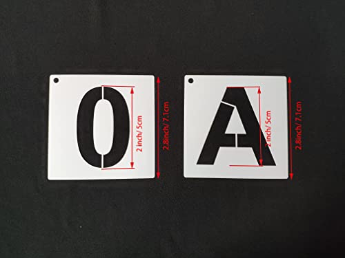 2 Inch Reusable Letter & Number Stencils - 36 Pcs Alphabet Art Craft Templates - size: Font Sizes:2 Inch