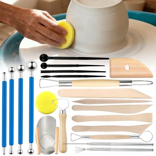 Basic Clay Pottery Carving Tools: 22Pcs Professional Sculpting Set for Home Use for Adult Beginners and Hobbyists - size: 22pcs
