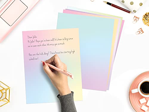 Pastel Gradient Paper Stationery, Aesthetic Paper 8.5 x 11 Inches, 60 Sheets, Colorful Writing Paper, Pretty Stationary Paper, Decorative Scrapbook Paper - color: Gradient Paper