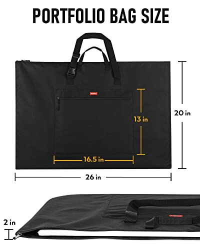 Nicpro Light Weight Art Portfolio Bag, 20x26” Waterproof Art Portfolio Case | with Shoulder & Handle Carry, for Artwork, Poster, Sketch Drawing, Canvas, Photography, Solar Panel Storage - size: 20 x 26 inches
