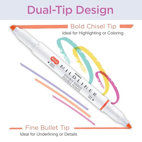 Zebra Pen MILDLINER Highlighter, Refresh and Friendly, Dual Tip, 10-Pack - color: Friendly B