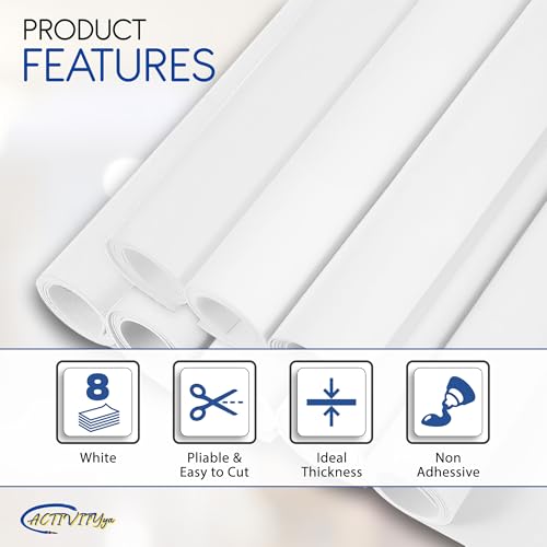 White EVA Foam Sheets, 6 x 9 Inch, 2mm Thick – Foam Paper for DIY Arts and Crafts, School Projects, and More – 8 Pack - color: White