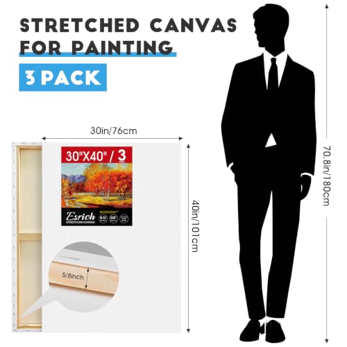 ESRICH Stretched Canvas for Painting 30x40 Inch, 6Pack Large Canvas for Painting, Primed Acid-Free Cotton Blank Canvases, Art Paint Canvases for Oil Paint,Watercolor,Acrylic Paint,Gouache and Tempera. - size: 30x40in-6Pack
