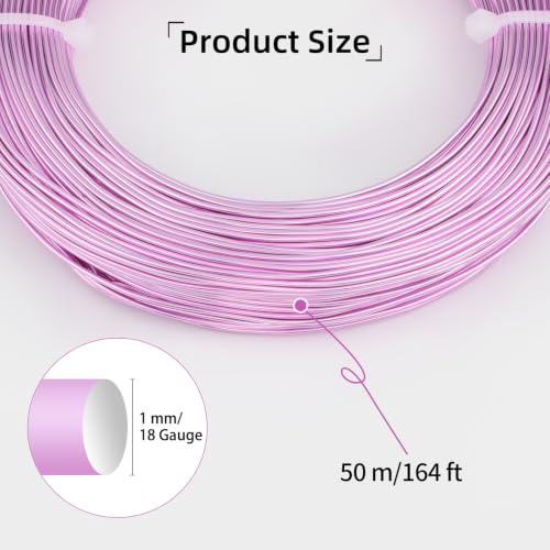 18 Gauge Aluminum Craft Wire, 164FT 1mm Bendable Metal Wire for Jewelry Making, Wreath Making, Beading(Pink Purple) - color: Pink Purple