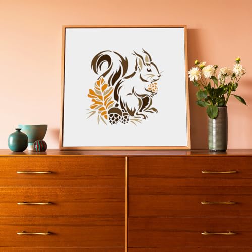 Squirrel Nut Stencil, Animal Reusable Painting Template - style: Squirrel