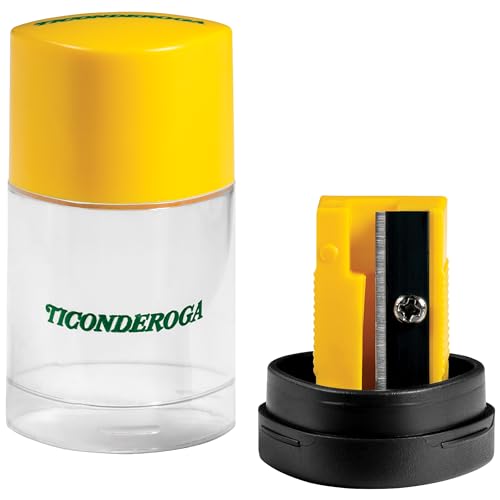 Ticonderoga Duo 2-in-1 Pencil Sharpener & Eraser, Yellow, 1 Count | Ideal for writing, drawing, schoolwork, classrooms and office use - size: 1 Count (Pack of 6)