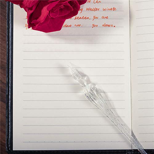 molshine Handmade Glass Dip Pen Crystal Calligraphy Pen Signature Dipped Pen for Artist Women Men Teens,Writing Drawing Decoration Gifts (Transparent) - color: Transparent