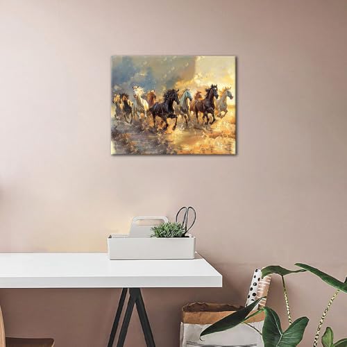 TUMOVO Paint by Numbers Kit for Adults Wild Horse Herd Painting by Number | Animal Nature Landscape DIY Canvas Art with Acrylic Paints, Relaxing DIY Craft and Wall Decor, 16x20 Inch Unframed - color: Horses