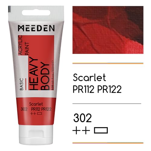 MEEDEN Acrylic Paint Scarlet Red: 100ml/3.38oz x 2 with Titanium White - color: Scarlet, size: 2 Tubes