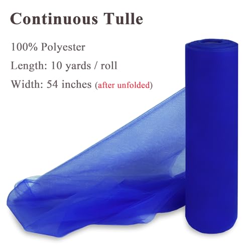 Royal Blue Tulle Fabric Roll 54 Inch x 10 Yards Tulle Ribbon - color: Royal Blue, size: 54 Inch X 10 Yards