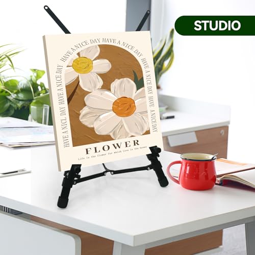 Ns Jymb Tabletop Easel Stand for Painting and Sign, 13x19, Black | Compact metal tripod holds 13x19 canvas, poster, whiteboard and signs for desk display, drawing, school and travel use