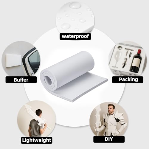 15mm Thick White Eva Foam Cosplay Sheets roll, 13.9" x 39" Premium eva Craft Foam for Cosplay Costume by MEARCOOH - color: White, size: Thickness-15mm