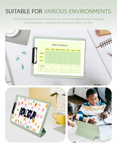 Free Standing Clipboard and Desktop Stand with Adjustable Buckles Easel Back - Foldable Stand and Document Holder for School, Office and Business Use (9.37 x 12.6 inches) (Light Green) - style: Light Green