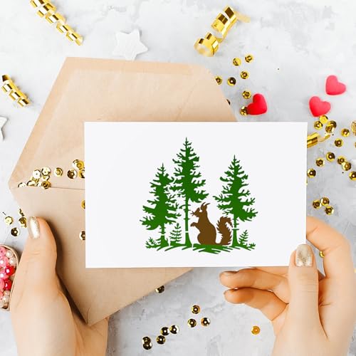 Wood Burning Stencils for Crafts Reusable Wildlife Stencils 6" | Forest Mountain Animal Stencil for Wood Burning Fabric Painting DIY Crafts - style: Forest