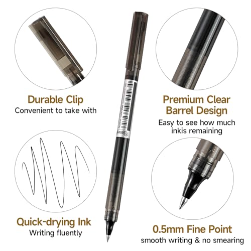 Fine Point Colored Pens 12 Colors 0.5mm Gel Ballpoint Pens Assorted Colors Liquid Ink Pens No Smear Vibrant Colorful Writing for Journaling Note Taking Doodling Coloring Office School Supplies - color: 12 Colors