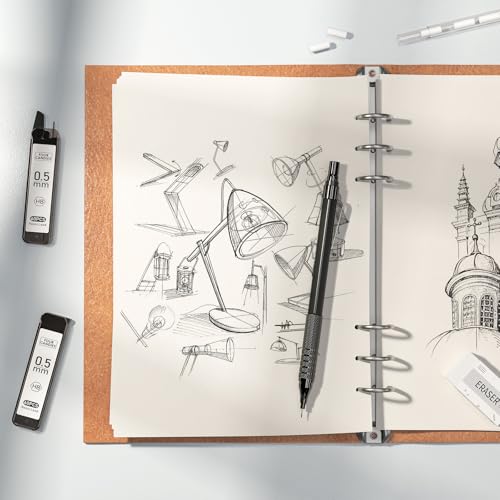 4PCS Metal Mechanical Pencil Set, 0.5mm+0.7mm, Storage Case, Black&Silver - color: Silver+Black (4PCS)