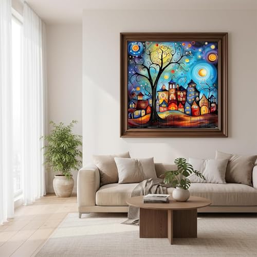 WCHUIMM Country Diamond Art Kits for Adults, Street Town 5D Diamond Painting Kits for Beginner,DIY Round Full Drill Diamond Paintings Picture Gem Art&Crafts Home Decor 11.8x15.8in - color: 25-05 Street Town