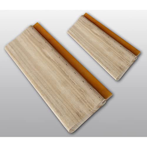 INTBUYING Screen Printing Squeegee Ink Squeegee Wooden Oil Scraper 75 Durometer 6.3inches Long 4 inches Wide with Rubber Blade and Wooden Handle - size: 6.3 inches long