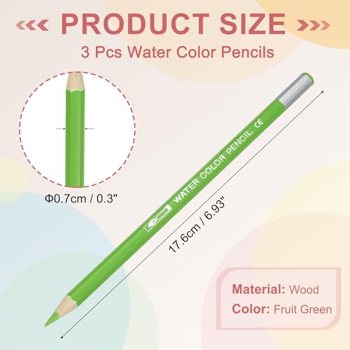 PATIKIL Watercolor Pencils, Fruit Green Color Pencil Set Sketch Coloring Drawing Colored Pencils Bulk Artist Drawing Supplies for Adult Coloring Book Blending, 3 Pcs - color: Fruit Green