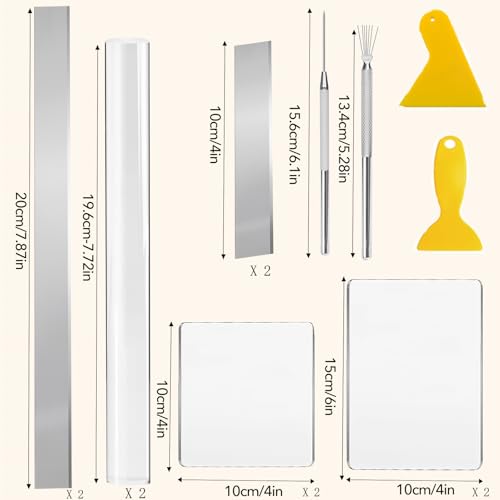 14 Pcs Polymer Clay Tools, Solid Acrylic Roller for Clay, Protect Fingers Polymer Clay Cutter, Clear Acrylic Sheet Press Board Wire Texture Set Needle Detail Modelling Supplies for Beginners - size: 14