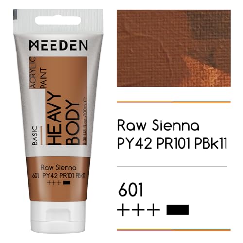 MEEDEN Acrylic Paint Raw Sienna: 100ml/3.38oz x 2 with Titanium White - color: Raw Sienna, size: 2 Tubes