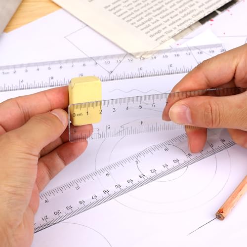 3 Pack 6 Inch 8 Inch 12 Inch Ruler Set Plastic Straight Ruler Transparent Measuring Tool Acrylic Clear Ruler for School Office Student - color: Transparent, size: 6 Inch + 8Inch + 12 Inch