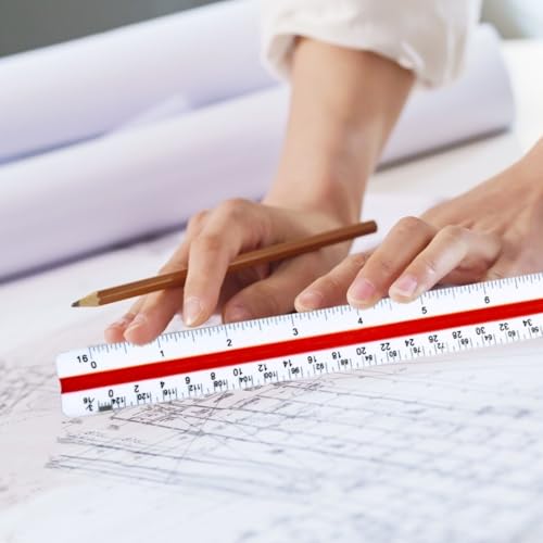 Architect Scale Ruler, Drafting Triangle Ruler, 12 Inch | Architectural Scale Ruler, Plastic Drafting Ruler for Blueprint, Drawing, Engineers, Students, Architects, Contractors