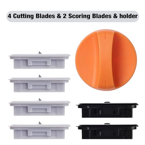 Likart 6-Pack Paper Cutter Replacement Blades kit, Portable Trimmer Cutting Blades Compatible for Portable Trimmer/Basic Trimmer/Roll Holder,4 Cutting Blades & 2 Scoring Blades with a Holder,Orange - color: Orange(6P)