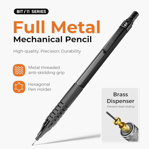STAGEEK 35PCS Black Art Mechanical Pencil Set in Case,0.5 0.7 0.9 2.0 Graphite Metal Drawing Drafting Pencils, Sharpener Erasers 384PCS Lead Refills (6B 4B 2B HB 2H 4H Colors) for Writing Sketching - color: Black