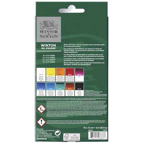 Winsor & Newton Winton Oil Color Paint Set, 10 x 12ml (0.4-oz) Tubes - style: Tube Set - 10 x 12ml