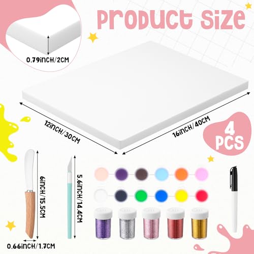 Affrolling 26 Pcs Foam Board Craft Set, DIY Modeling Materials Include White 16x12x0.79 Inch Foam Sheets and Cutting Tools Set 1 Inch Thick Polystyrene Rectangles Xps for Beginner