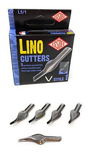 ESSDEE 0.5mm Linoleum Cutter Tool - No. 1 Size Lino Blades - High Carbon Steel - Pack of 5 - Made in UK - size: No 1
