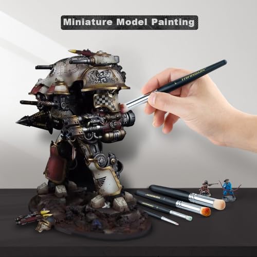 Transon 8pcs Miniature Painting Dry Brush Set with 5 Drybrushes and 3 Small Detail Brushes for Model Making and Miniature Model Painting - size: 8 PCS Dry Brush