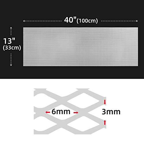 AggAuto Universal 40"x13" Car Grill Mesh 3x6mm Rhombic Hole White | Aluminum Alloy Automotive Grille Insert Bumper, One of the Most Multifunctional Shape Grids 100x33cm - size: 3x6mm Rhombus - White