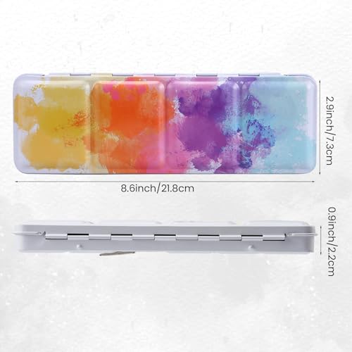 Empty Watercolor Tin Palette with 12 Full Pans, Metal Travel Watercolor Palette with Large Mixing Space, Portable Compact Empty Watercolor Palette for Plein Air & Studio Painting